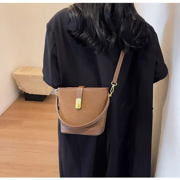 Autumn Winter Women's Frosted Bucket Bag Large Capacity — feature 21