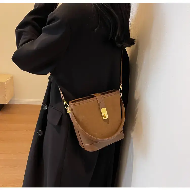 Autumn Winter Women's Frosted Bucket Bag Large Capacity — feature 22