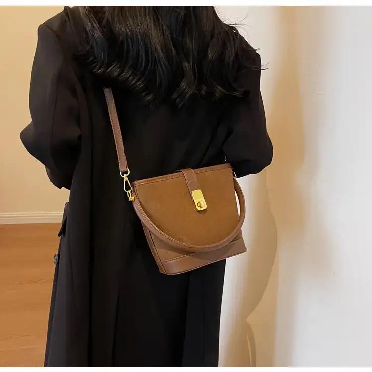 Autumn Winter Women's Frosted Bucket Bag Large Capacity — feature 23