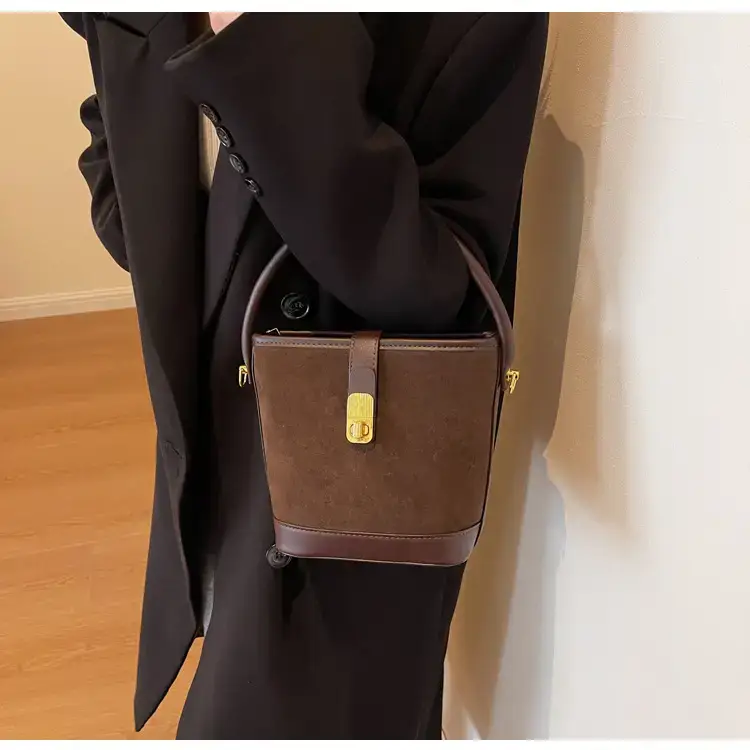 Autumn Winter Women's Frosted Bucket Bag Large Capacity — feature 24