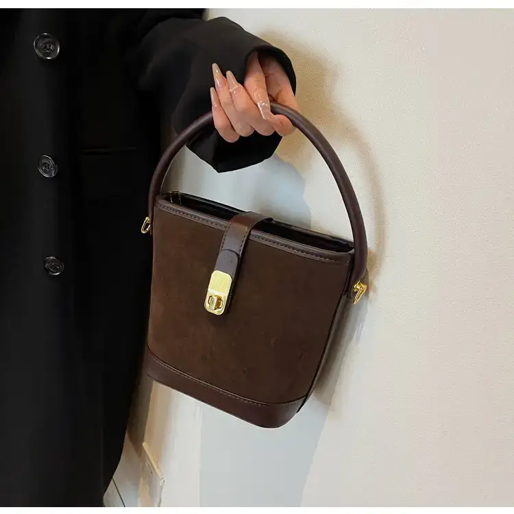 Autumn Winter Women's Frosted Bucket Bag Large Capacity — feature 25