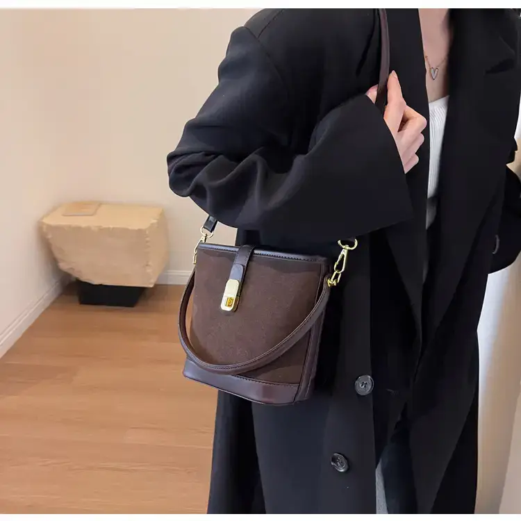 Autumn Winter Women's Frosted Bucket Bag Large Capacity — feature 26