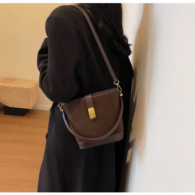 Autumn Winter Women's Frosted Bucket Bag Large Capacity — feature 27