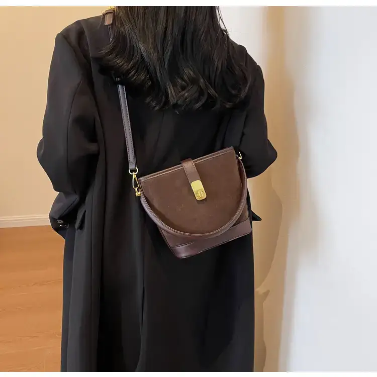 Autumn Winter Women's Frosted Bucket Bag Large Capacity — feature 28