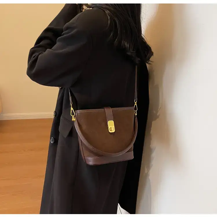 Autumn Winter Women's Frosted Bucket Bag Large Capacity — feature 31