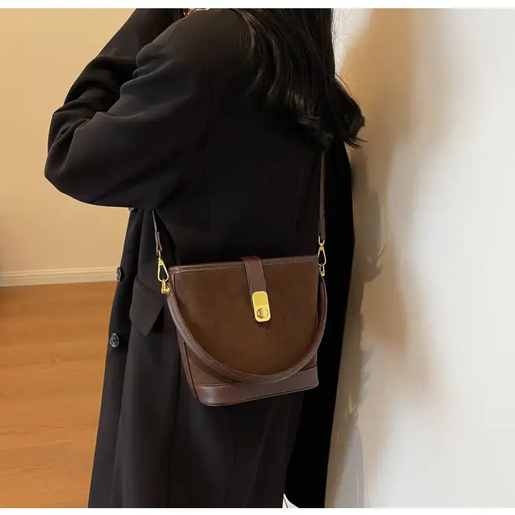 Autumn Winter Women's Frosted Bucket Bag Large Capacity — feature 32
