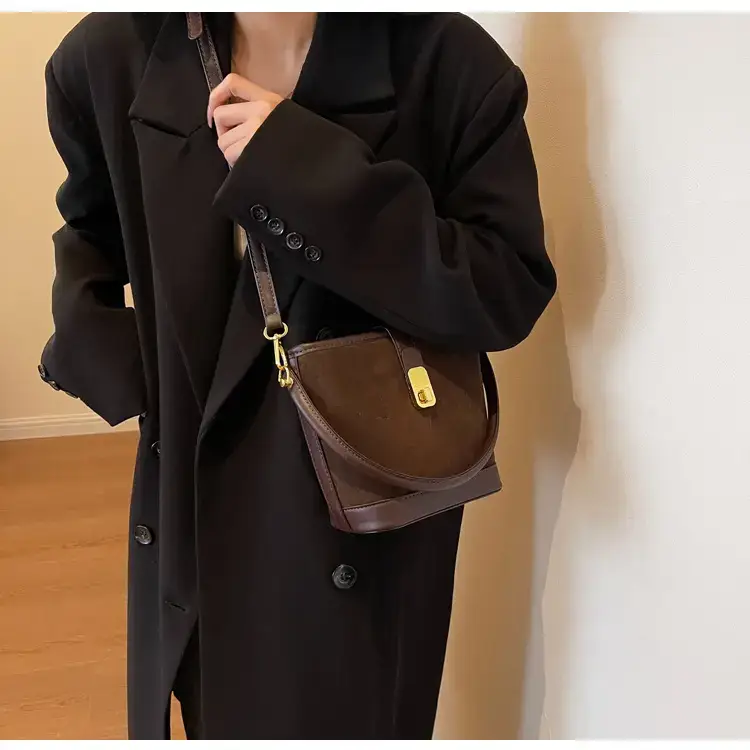 Autumn Winter Women's Frosted Bucket Bag Large Capacity — feature 33