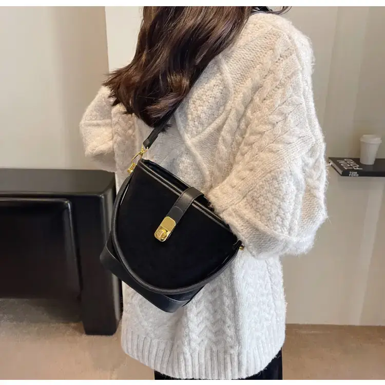 Autumn Winter Women's Frosted Bucket Bag Large Capacity — feature 36