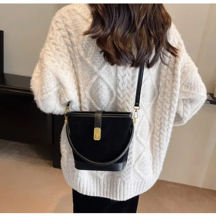 Autumn Winter Women's Frosted Bucket Bag Large Capacity — feature 37