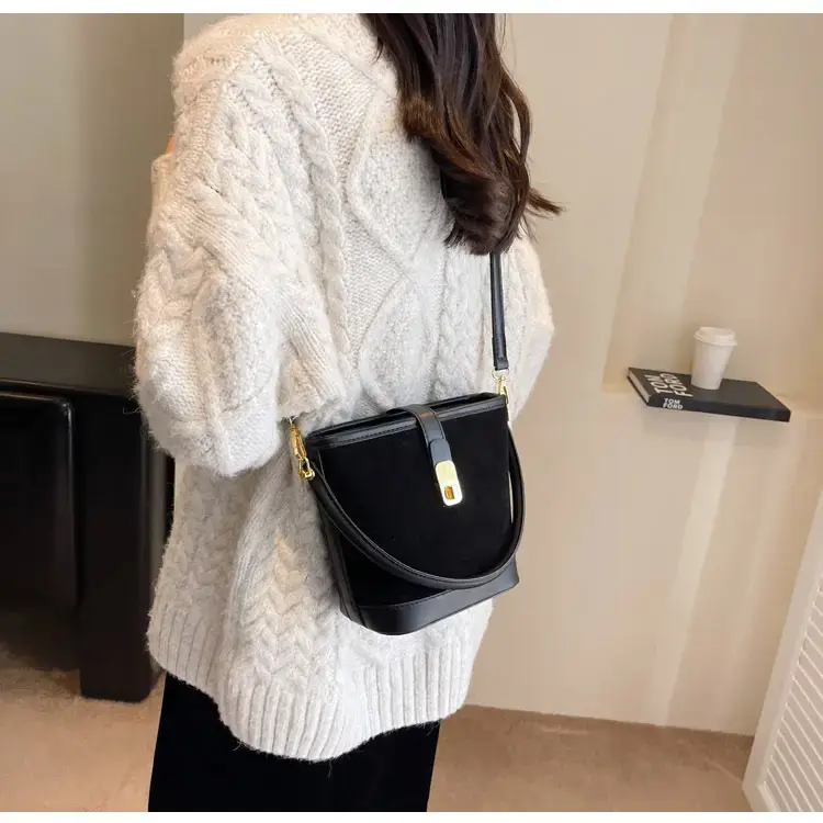 Autumn Winter Women's Frosted Bucket Bag Large Capacity — feature 38