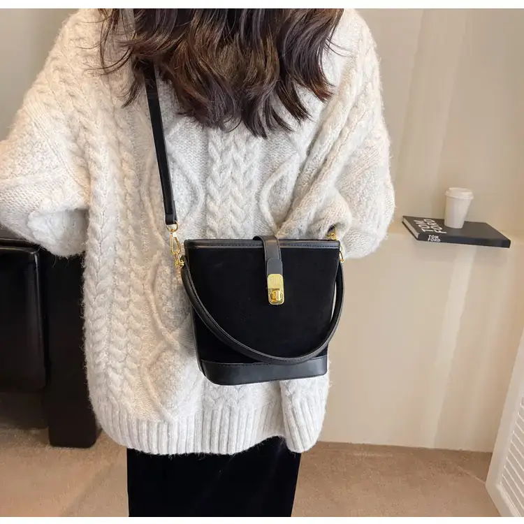 Autumn Winter Women's Frosted Bucket Bag Large Capacity — feature 40