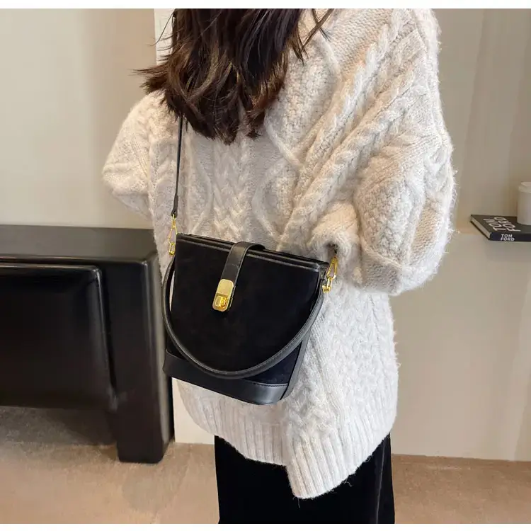 Autumn Winter Women's Frosted Bucket Bag Large Capacity — feature 41