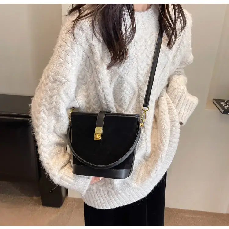 Autumn Winter Women's Frosted Bucket Bag Large Capacity — feature 42