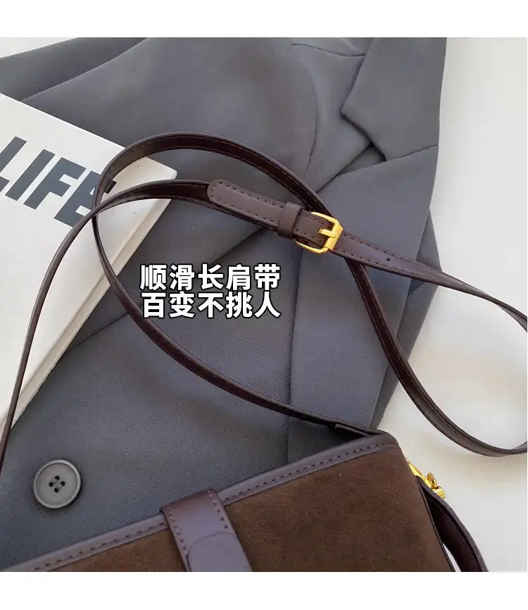 Autumn Winter Women's Frosted Bucket Bag Large Capacity — feature 6
