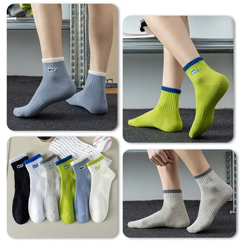 Men's Socks Pure Cotton Socks Spring and Autum Cotton Deodorant Sweat-Absorbent 7A Antibacterial Sports Socks Short Socks Men's Cotton Socks