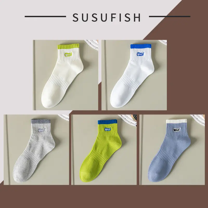 Men's Socks Pure Cotton Socks Spring and Autum Cotton Deodorant Sweat-Absorbent 7A Antibacterial Sports Socks Short Socks Men's Cotton Socks