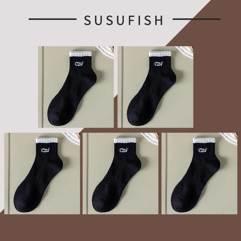 Men's Socks Pure Cotton Socks Spring and Autum Cotton Deodorant Sweat-Absorbent 7A Antibacterial Sports Socks Short Socks Men's Cotton Socks