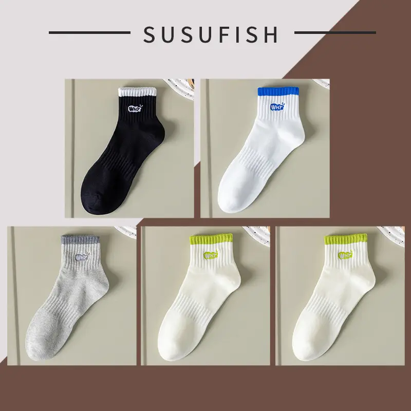 Men's Socks Pure Cotton Socks Spring and Autum Cotton Deodorant Sweat-Absorbent 7A Antibacterial Sports Socks Short Socks Men's Cotton Socks