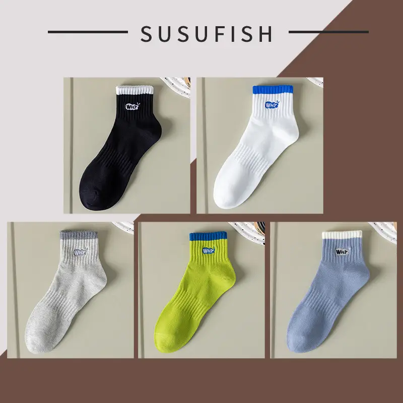 Men's Socks Pure Cotton Socks Spring and Autum Cotton Deodorant Sweat-Absorbent 7A Antibacterial Sports Socks Short Socks Men's Cotton Socks