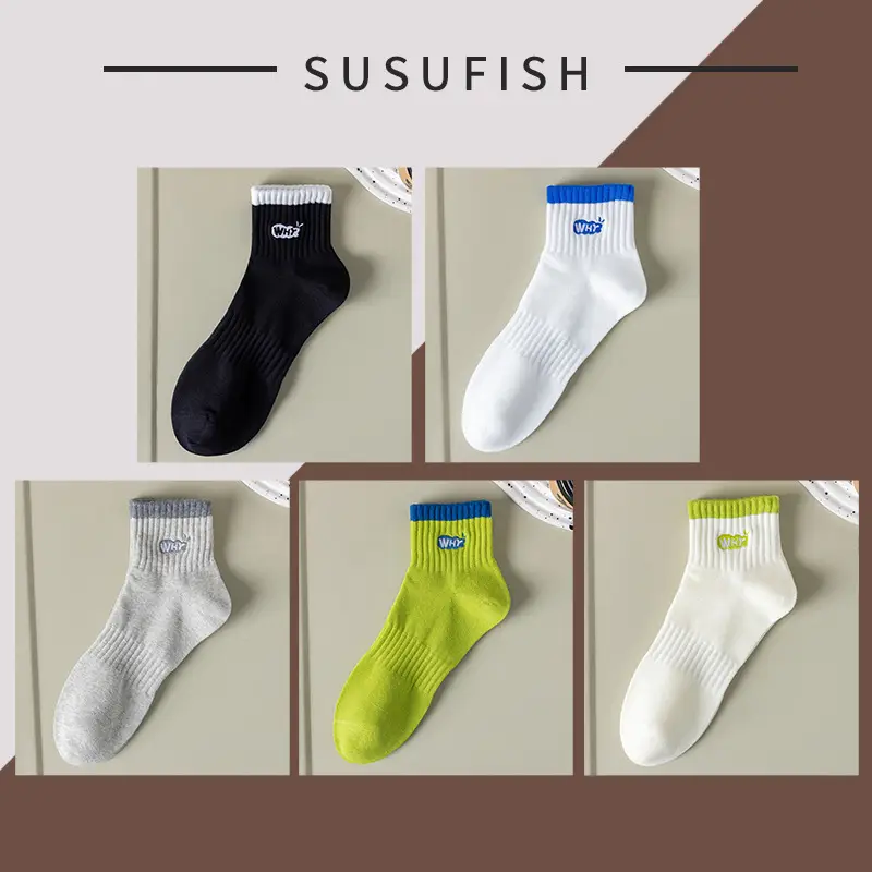 Men's Socks Pure Cotton Socks Spring and Autum Cotton Deodorant Sweat-Absorbent 7A Antibacterial Sports Socks Short Socks Men's Cotton Socks