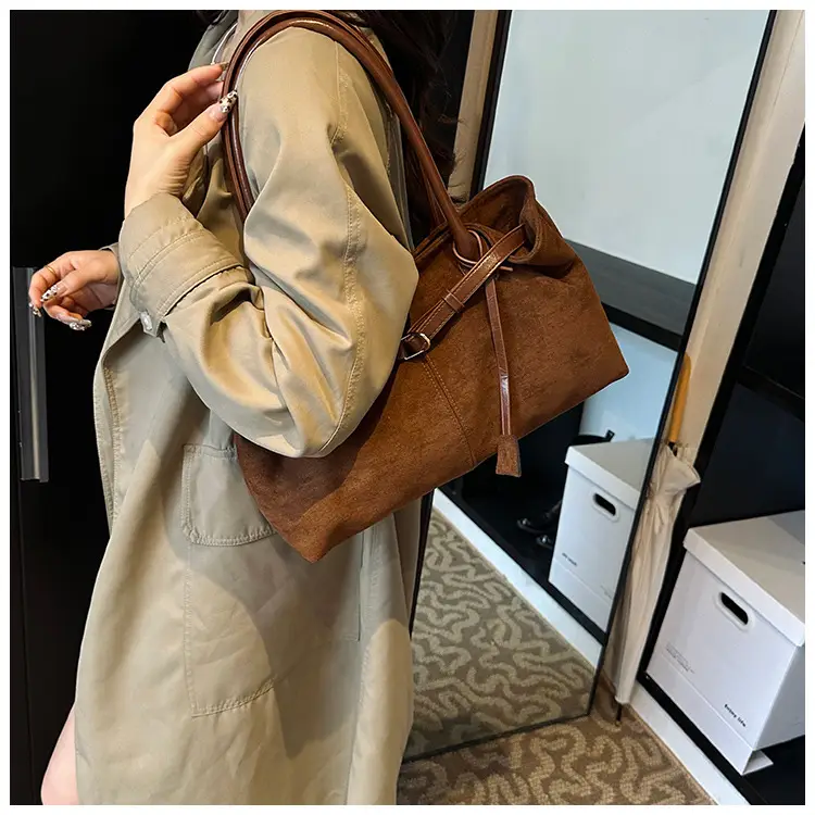 Women Matte Brown Shoulder Bag Spring Summer Casual Commuter — feature 13