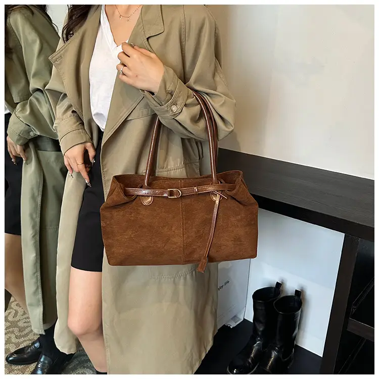 Women Matte Brown Shoulder Bag Spring Summer Casual Commuter — feature 6