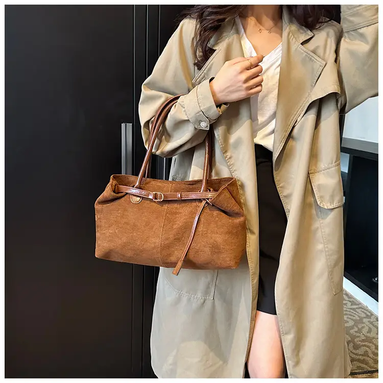 Women Matte Brown Shoulder Bag Spring Summer Casual Commuter — feature 7