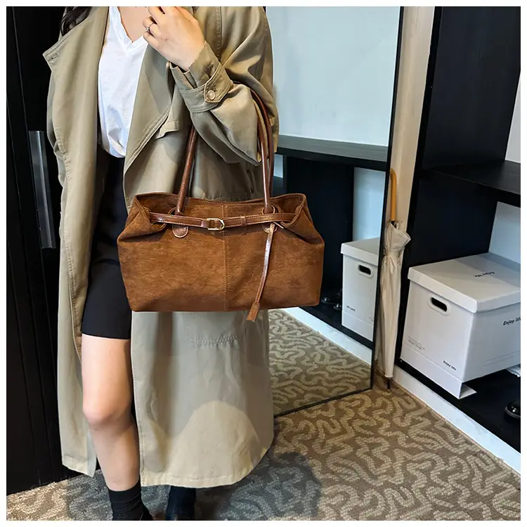 Women Matte Brown Shoulder Bag Spring Summer Casual Commuter — feature 8