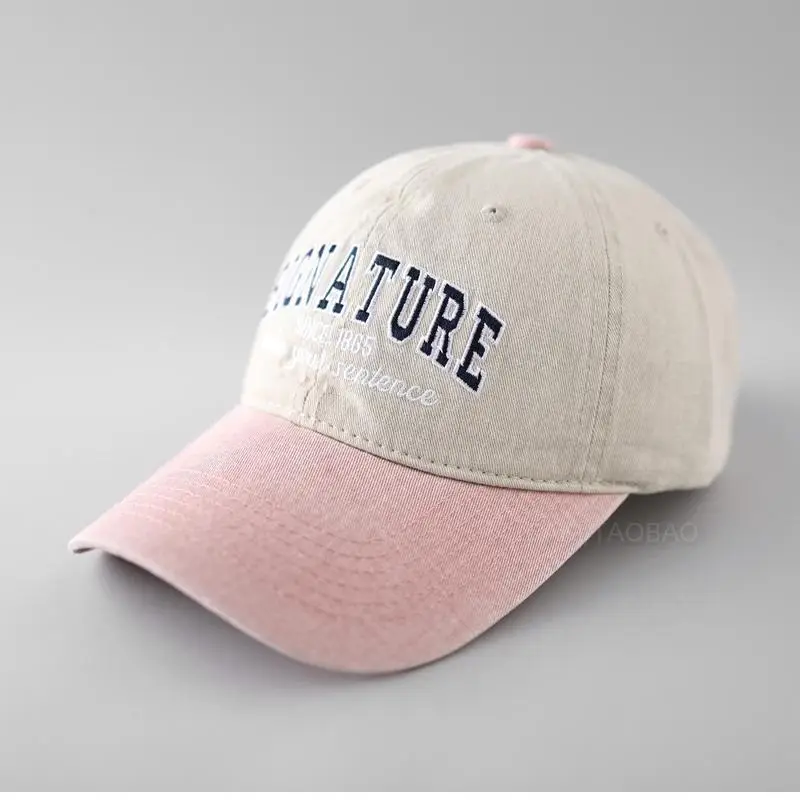 Women's Washed Cap American Retro Style Black White - Image 10