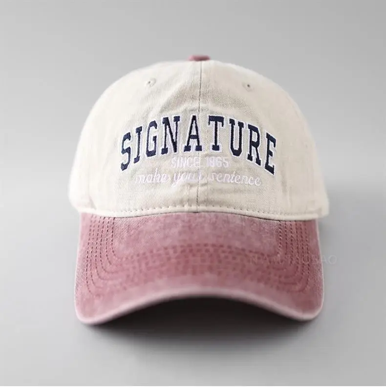 Women's Washed Cap American Retro Style Black White — feature 10