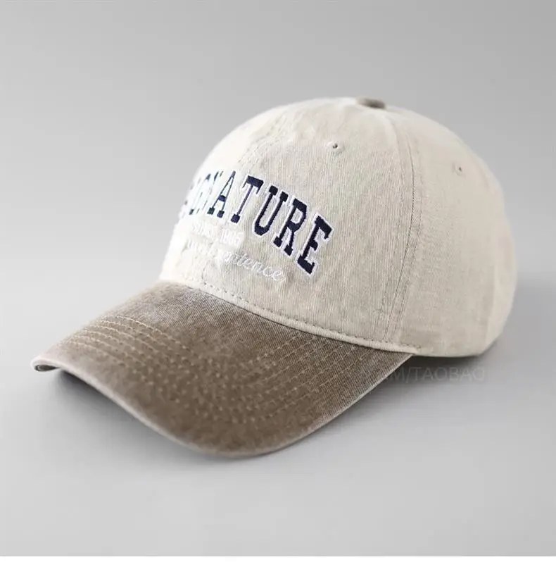 Women's Washed Cap American Retro Style Black White — feature 3