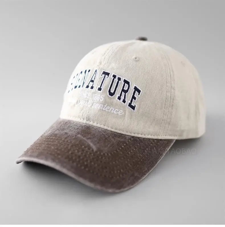 Women's Washed Cap American Retro Style Black White — feature 5