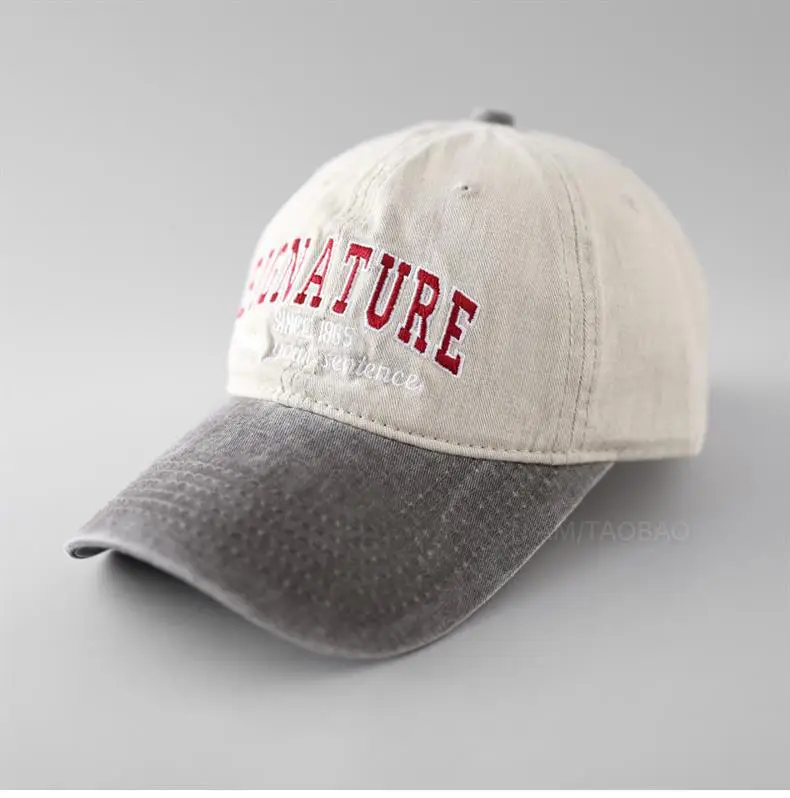 Women's Washed Cap American Retro Style Black White — feature 6
