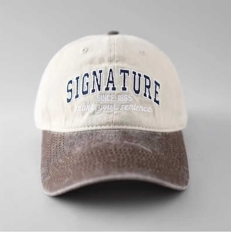 Women's Washed Cap American Retro Style Black White — feature 8