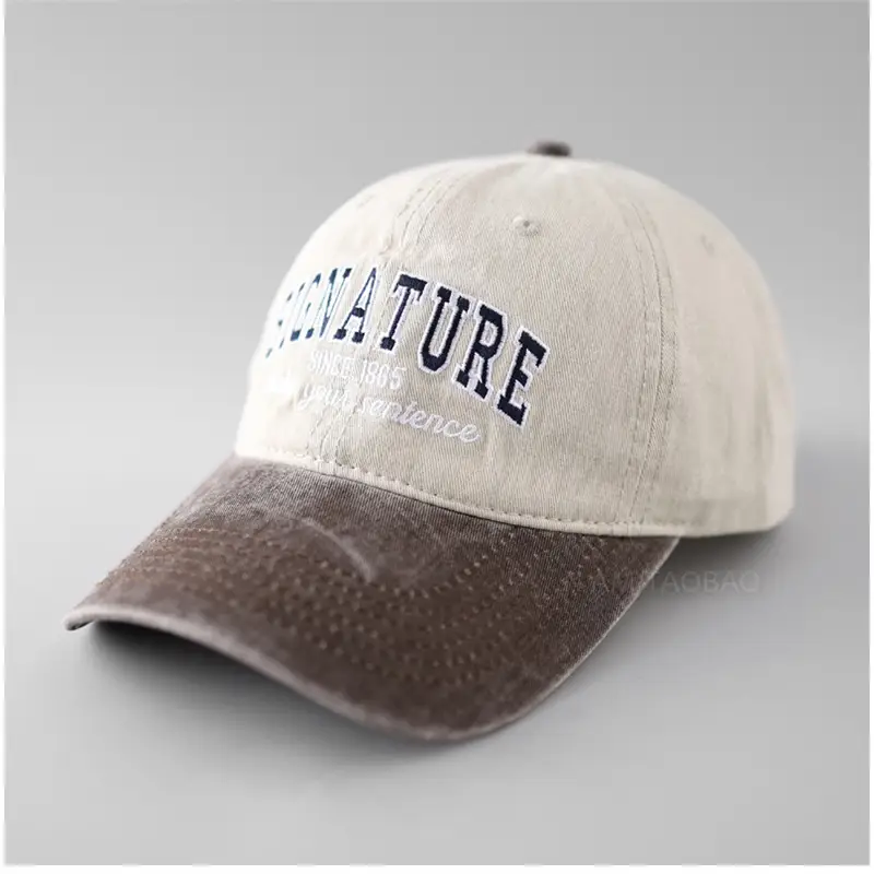 Women's Washed Cap American Retro Style Black White - Image 2