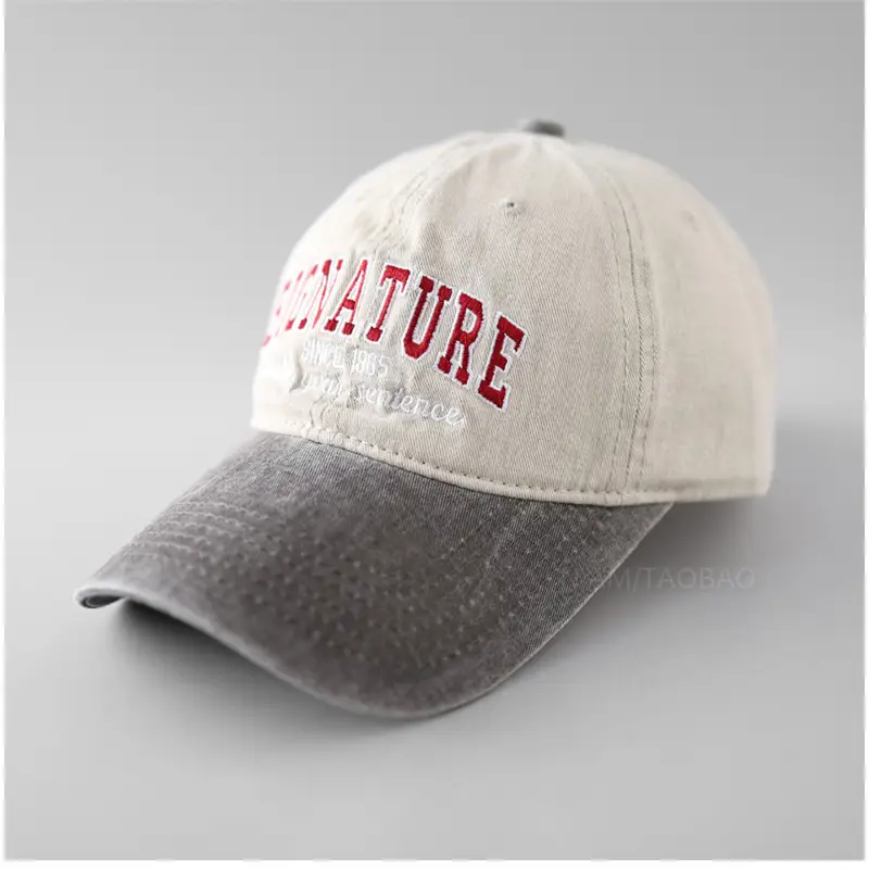 Women's Washed Cap American Retro Style Black White - Image 7