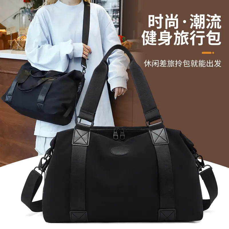 Men's Black Travel Bag Large Capacity Portable Shoulder Crossbody - Image 5