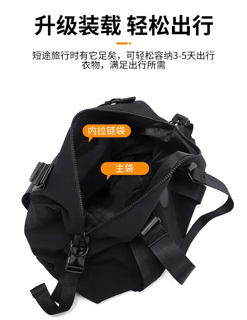 Men's Black Travel Bag Large Capacity Portable Shoulder Crossbody — feature 14