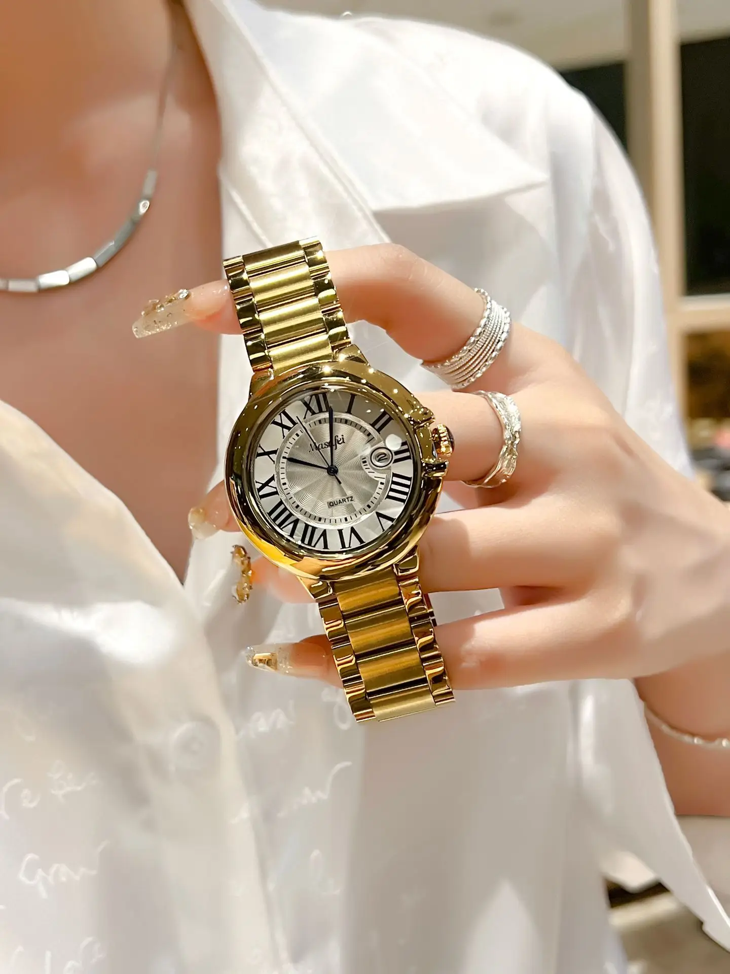Gold Cross Watch Set for Men Women with Fast Live Hands — feature 4