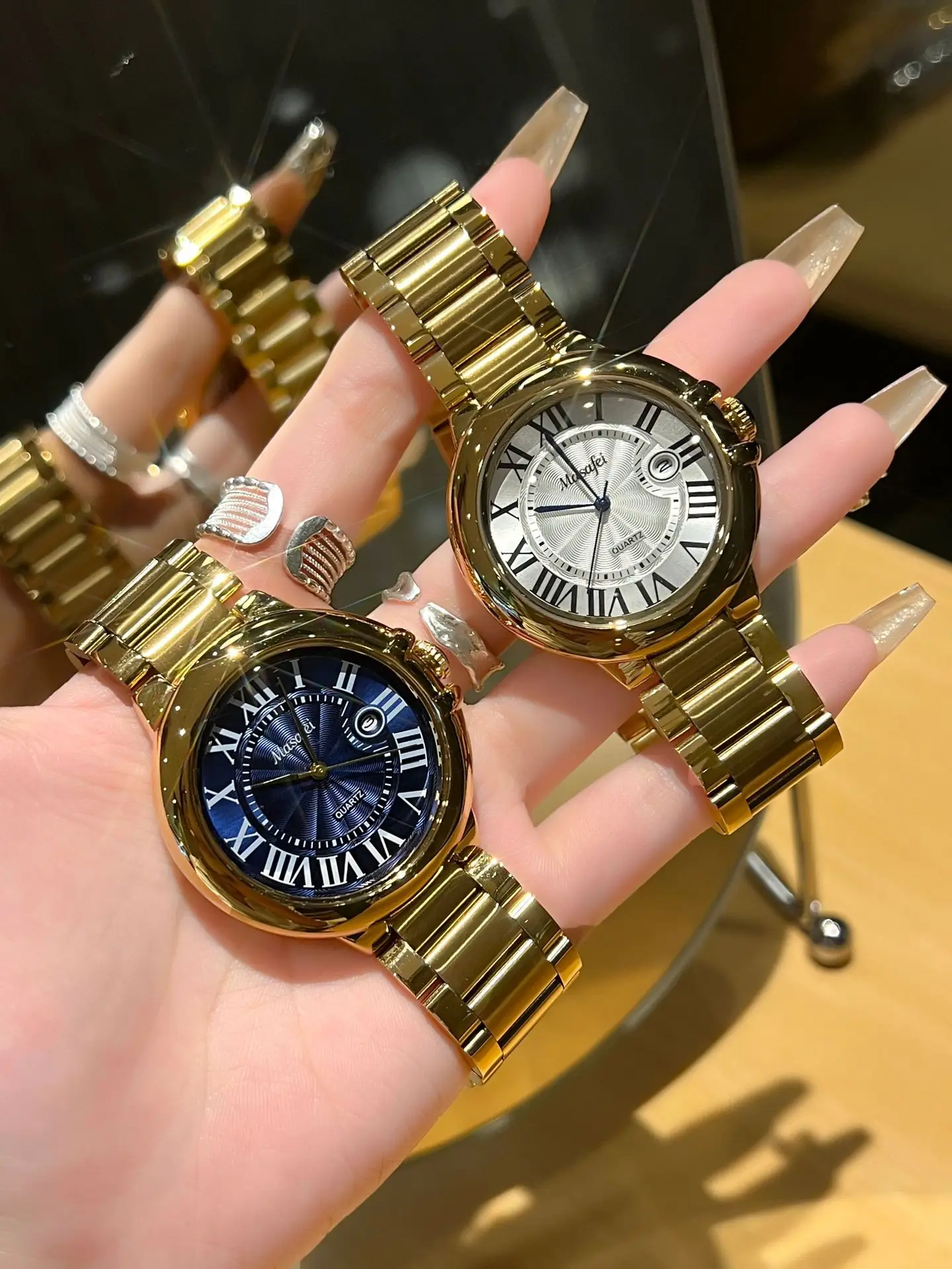 Gold Cross Watch Set for Men Women with Fast Live Hands — feature 7