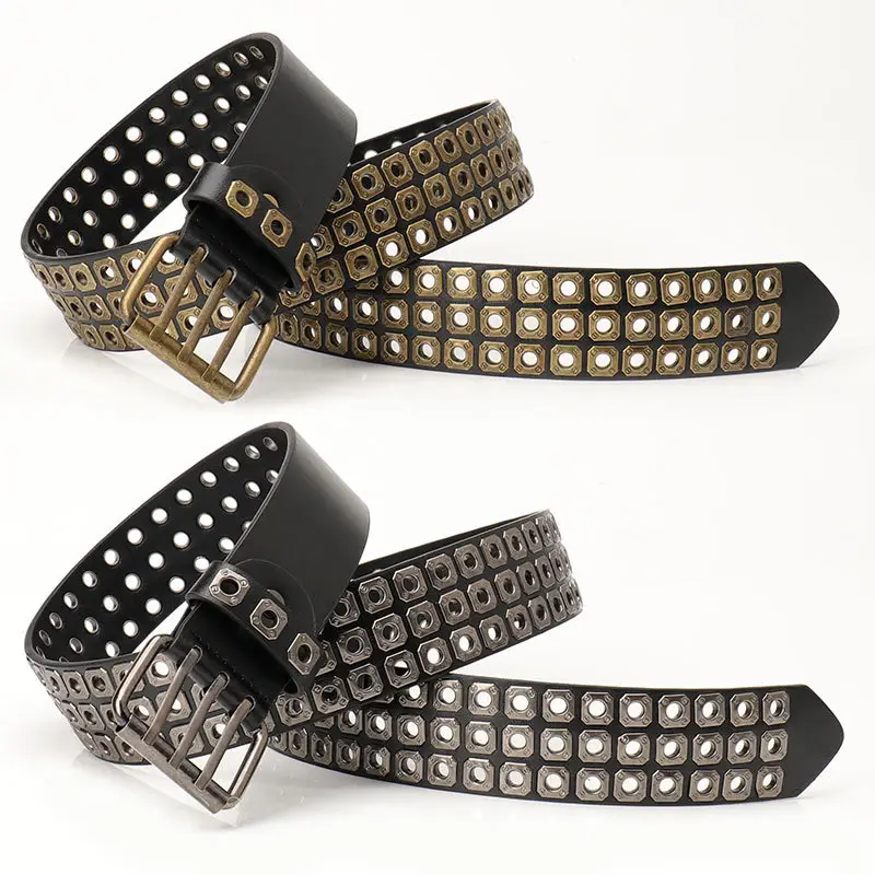 Black Rivet Belt for Women & Men Hip-hop Style