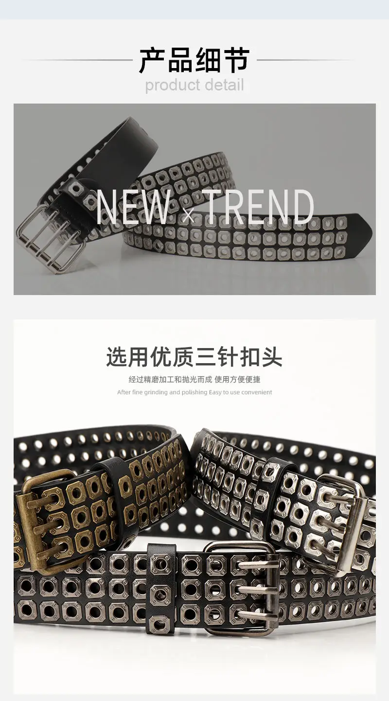 Black Rivet Belt for Women & Men Hip-hop Style — feature 26