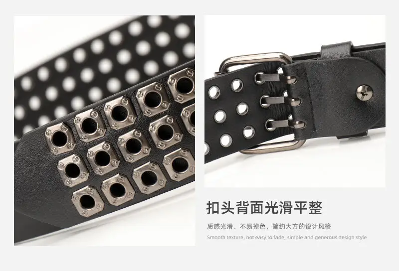 Black Rivet Belt for Women & Men Hip-hop Style — feature 27