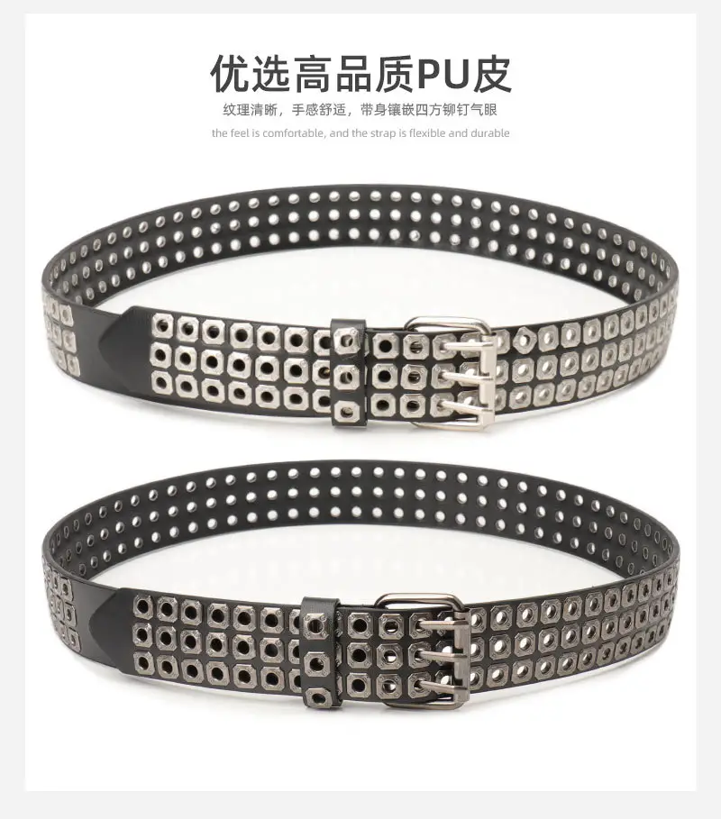Black Rivet Belt for Women & Men Hip-hop Style — feature 28