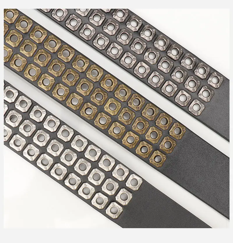 Black Rivet Belt for Women & Men Hip-hop Style — feature 30