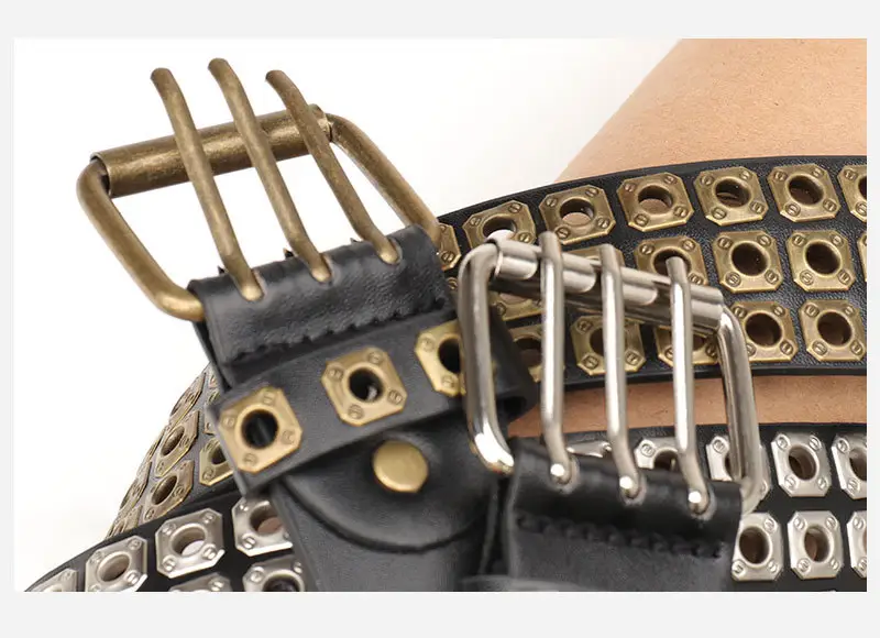 Black Rivet Belt for Women & Men Hip-hop Style — feature 31