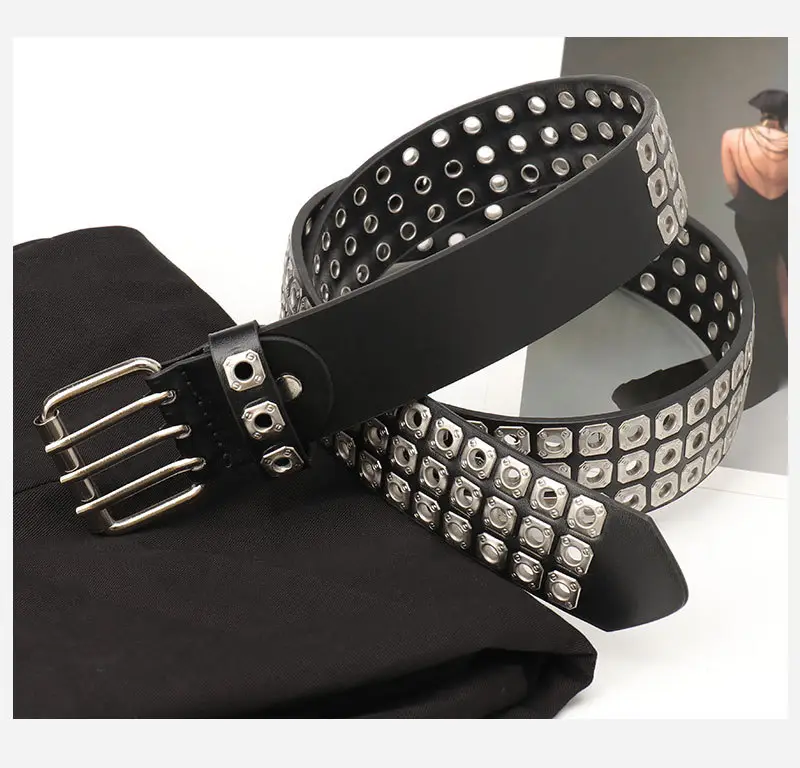 Black Rivet Belt for Women & Men Hip-hop Style — feature 32
