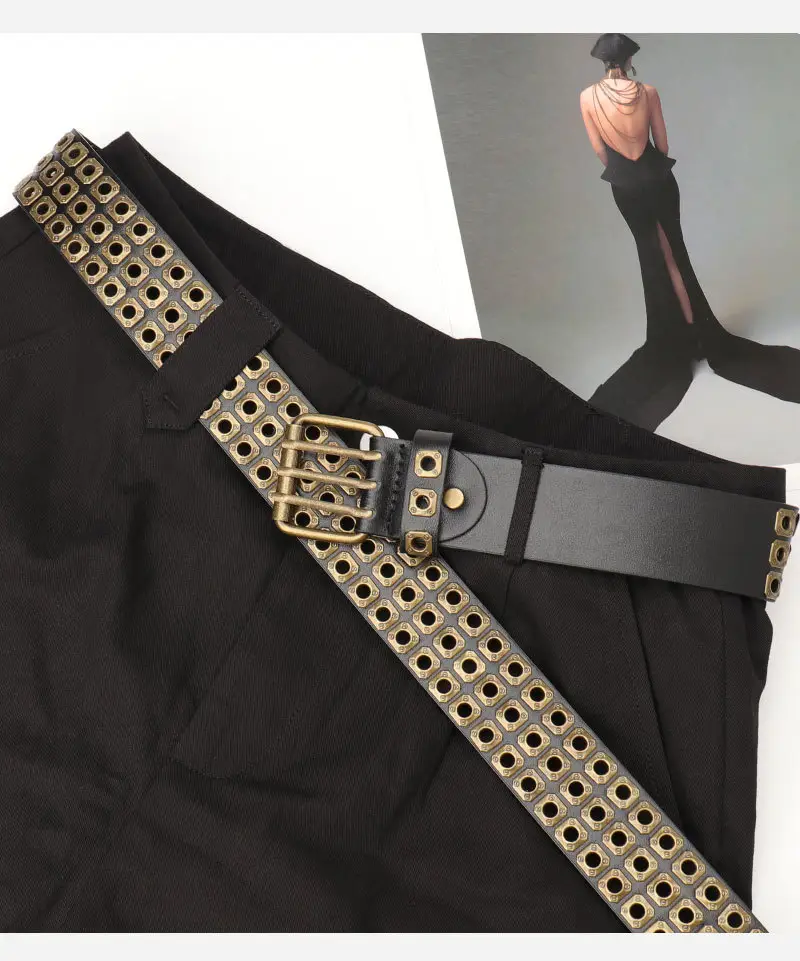 Black Rivet Belt for Women & Men Hip-hop Style — feature 33