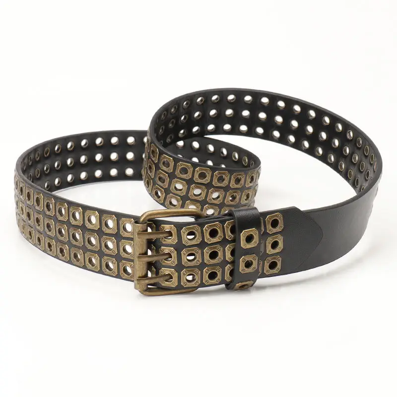 Black Rivet Belt for Women & Men Hip-hop Style