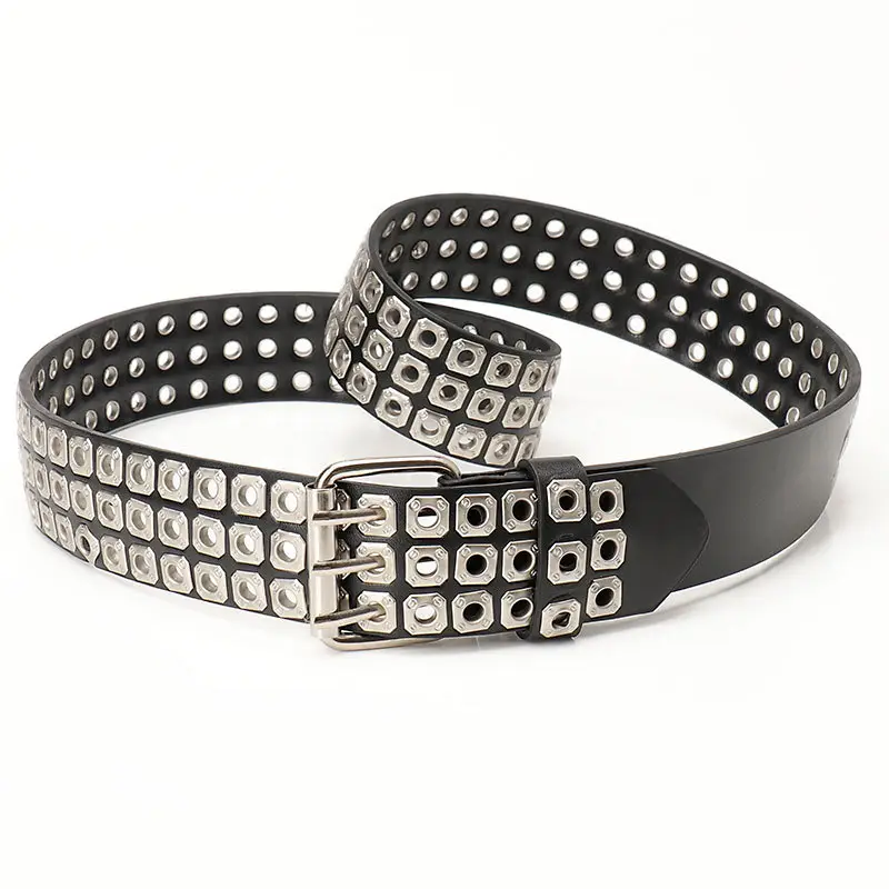 Black Rivet Belt for Women & Men Hip-hop Style